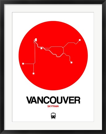 Framed Vancouver Red Subway Map Print