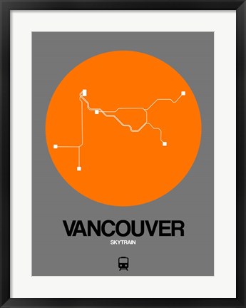 Framed Vancouver Orange Subway Map Print