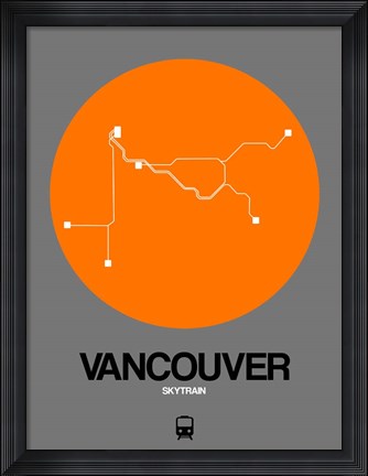 Framed Vancouver Orange Subway Map Print