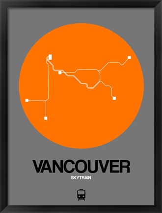 Framed Vancouver Orange Subway Map Print