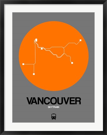 Framed Vancouver Orange Subway Map Print