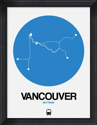 Framed Vancouver Blue Subway Map Print