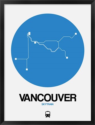 Framed Vancouver Blue Subway Map Print