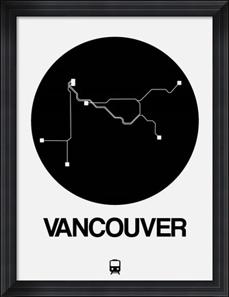 Framed Vancouver Black Subway Map Print