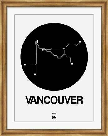 Framed Vancouver Black Subway Map Print