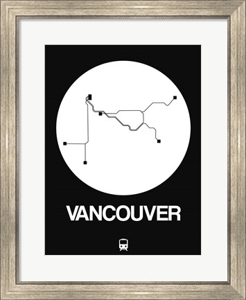 Framed Vancouver White Subway Map Print