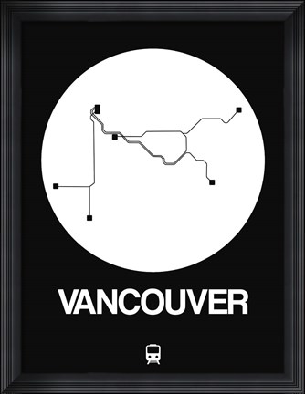 Framed Vancouver White Subway Map Print