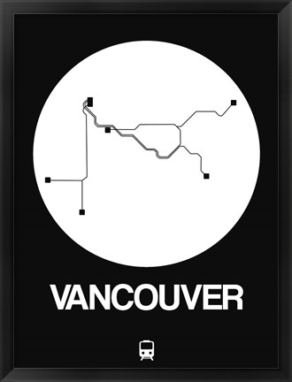 Framed Vancouver White Subway Map Print