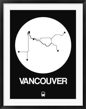 Framed Vancouver White Subway Map Print
