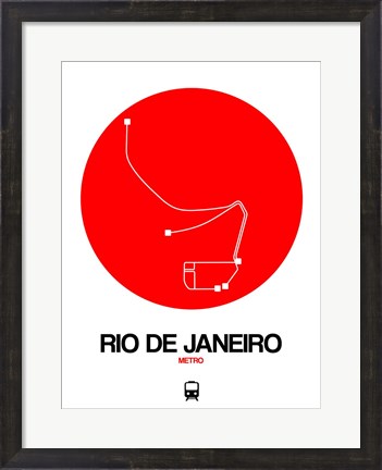 Framed Rio De Janeiro Red Subway Map Print