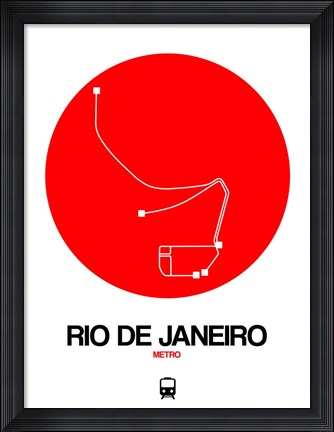 Framed Rio De Janeiro Red Subway Map Print