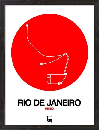 Framed Rio De Janeiro Red Subway Map Print