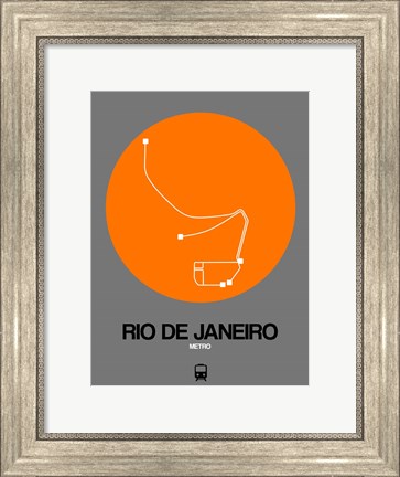 Framed Rio De Janeiro Orange Subway Map Print
