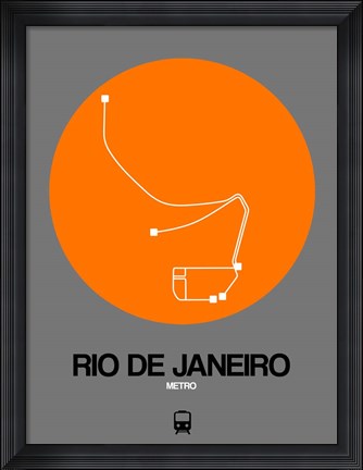 Framed Rio De Janeiro Orange Subway Map Print