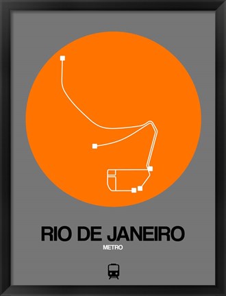 Framed Rio De Janeiro Orange Subway Map Print