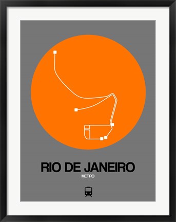 Framed Rio De Janeiro Orange Subway Map Print