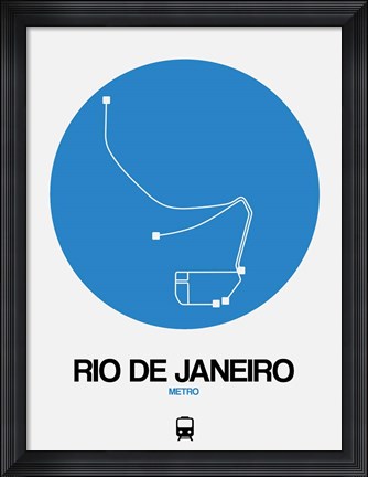 Framed Rio De Janeiro Blue Subway Map Print