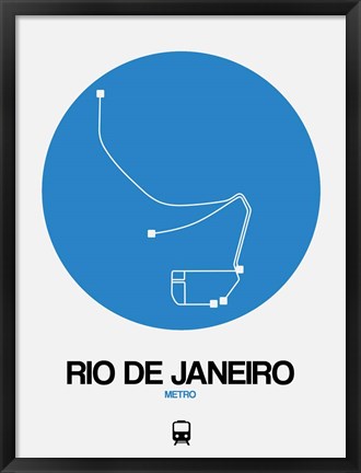 Framed Rio De Janeiro Blue Subway Map Print