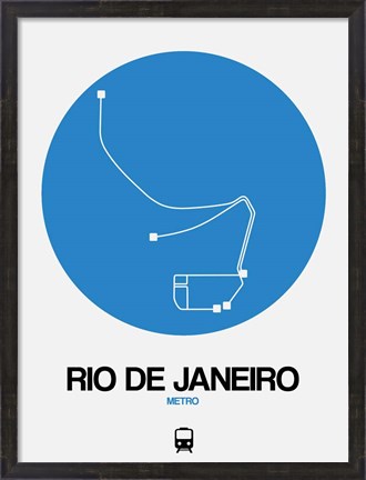 Framed Rio De Janeiro Blue Subway Map Print