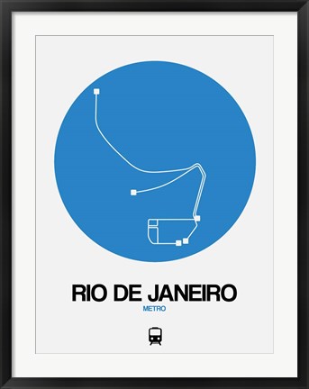 Framed Rio De Janeiro Blue Subway Map Print