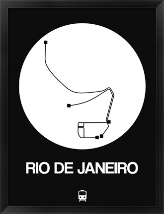 Framed Rio De Janeiro White Subway Map Print