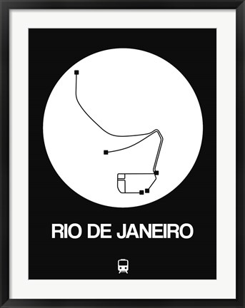 Framed Rio De Janeiro White Subway Map Print