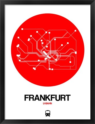 Framed Frankfurt Red Subway Map Print