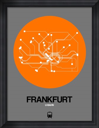Framed Frankfurt Orange Subway Map Print