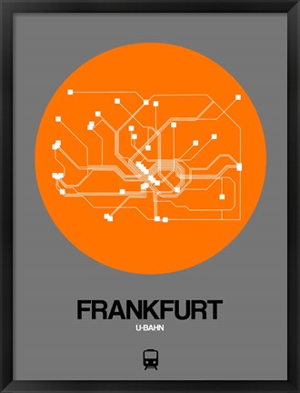 Framed Frankfurt Orange Subway Map Print