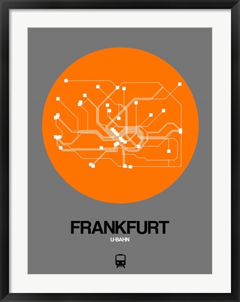 Framed Frankfurt Orange Subway Map Print