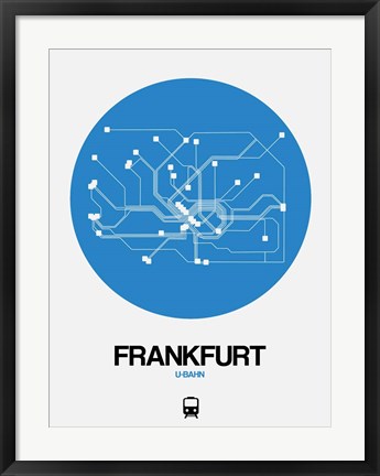 Framed Frankfurt Blue Subway Map Print