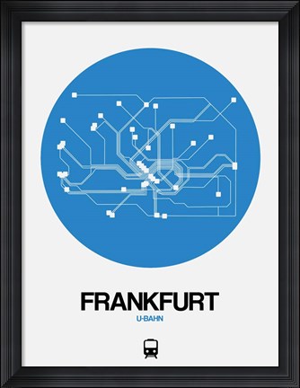 Framed Frankfurt Blue Subway Map Print