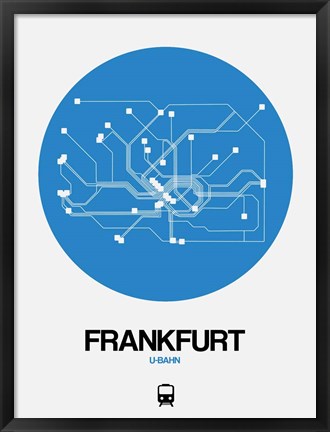 Framed Frankfurt Blue Subway Map Print