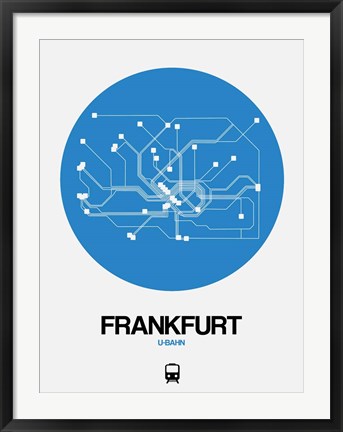 Framed Frankfurt Blue Subway Map Print