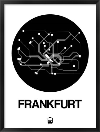 Framed Frankfurt Black Subway Map Print