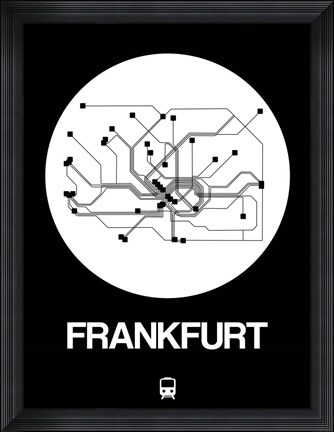 Framed Frankfurt White Subway Map Print