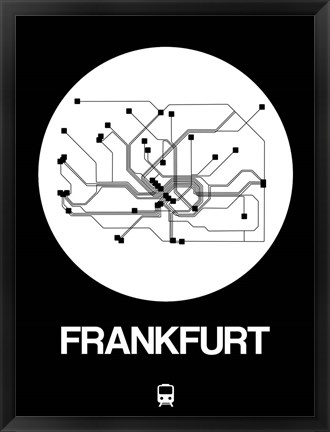 Framed Frankfurt White Subway Map Print