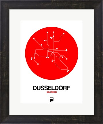 Framed Dusseldorf Red Subway Map Print