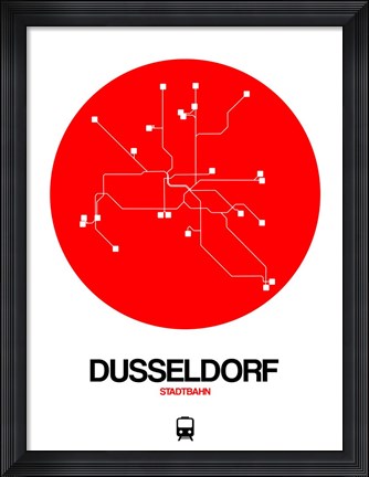 Framed Dusseldorf Red Subway Map Print