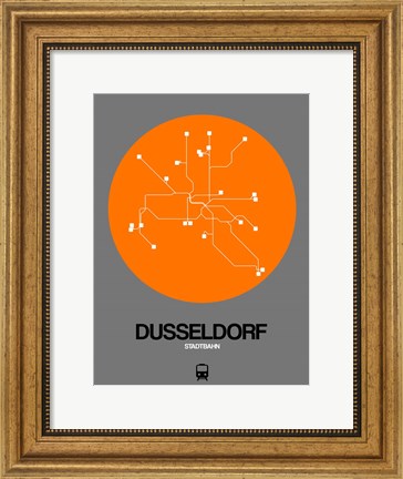 Framed Dusseldorf Orange Subway Map Print