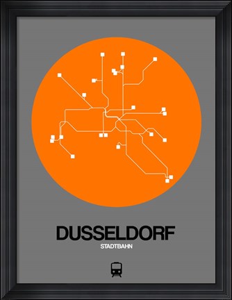 Framed Dusseldorf Orange Subway Map Print