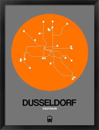 Framed Dusseldorf Orange Subway Map Print