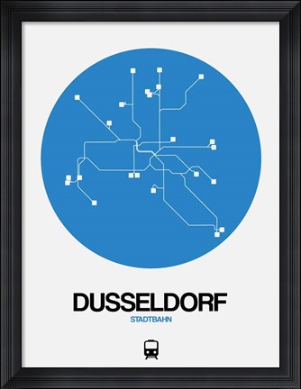 Framed Dusseldorf Blue Subway Map Print