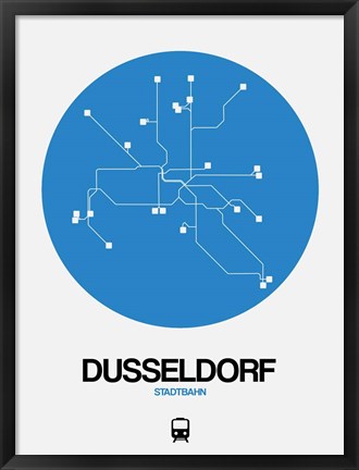 Framed Dusseldorf Blue Subway Map Print