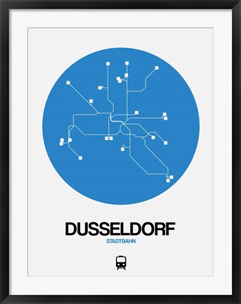 Framed Dusseldorf Blue Subway Map Print