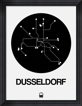 Framed Dusseldorf Black Subway Map Print