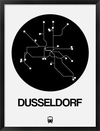 Framed Dusseldorf Black Subway Map Print