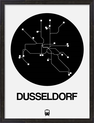 Framed Dusseldorf Black Subway Map Print