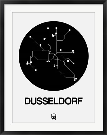 Framed Dusseldorf Black Subway Map Print