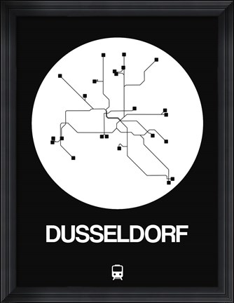 Framed Dusseldorf White Subway Map Print